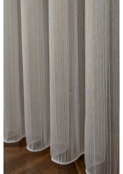 Taç Altın Çizgili 1/2 Seyrek Pile Tül Perde Tek Kanat - 100 x 250 cm fırsatları