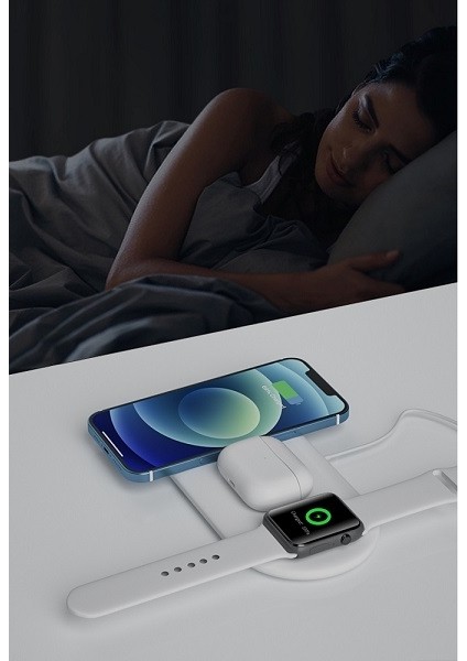 Üçlü Wireless Charger Kablosuz Şarj Seti Kablosuz Şarj Tutucu Akıllı Şarj Standı