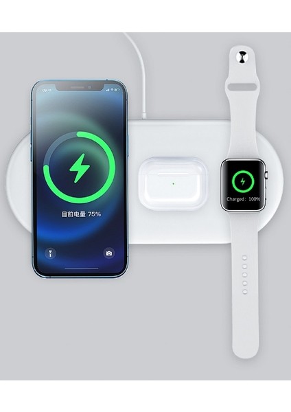 Üçlü Wireless Charger Kablosuz Şarj Seti Kablosuz Şarj Tutucu Akıllı Şarj Standı