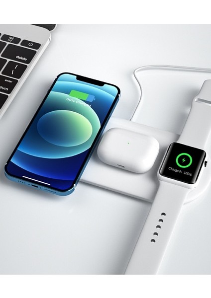 Üçlü Wireless Charger Kablosuz Şarj Seti Kablosuz Şarj Tutucu Akıllı Şarj Standı