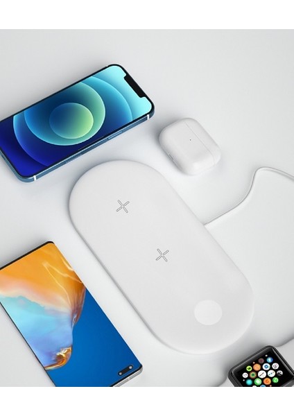 Üçlü Wireless Charger Kablosuz Şarj Seti Kablosuz Şarj Tutucu Akıllı Şarj Standı