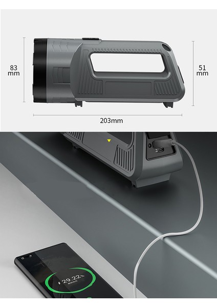 Güçlü Şarjlı Fener Masa Lambası Watton WT-603