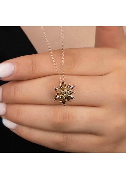 Gümüş Rose 4 Katman Lotus Çiçeği Kadın Kolye modelleri
