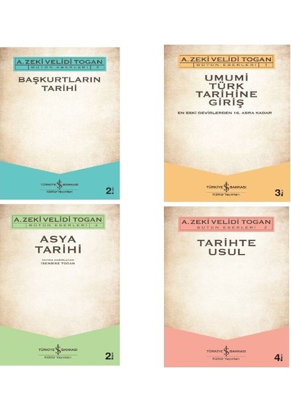 Umumi Türk Tarihine Giriş - Tarihte Usul - Başkurtların Tarihi - Asya Tarihi / 4 Kitap Set - Zeki Velidi Togan