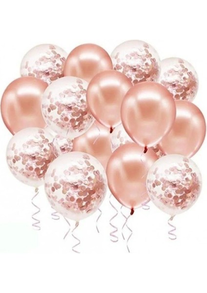 Rose Gold Konfetili Balon Set 20 Adet