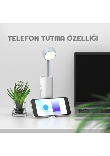 3 Kademe Işıklı Çok Fonksiyonlu Masa Lambası Powerbank Telefon Standı Fener 4in1 1200MAH
