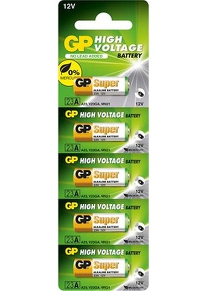 23A V23GA MN21 12V Alkalin Pil Kepenk Anahtar Pili Beşli Paket