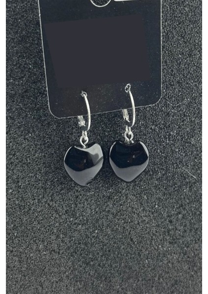 Sertifikalı Doğal Taş Kalp Küpe