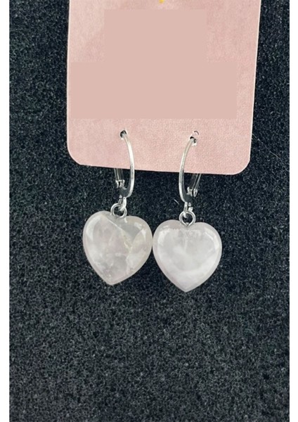 Sertifikalı Doğal Taş Kalp Küpe