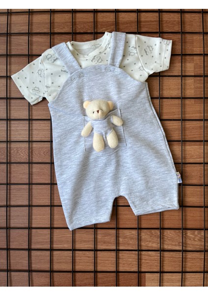 Askılı Ayıcıklı 2' Li Bebek Salopet & Body Unisex