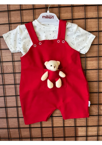 Askılı Ayıcıklı 2' Li Bebek Salopet & Body Unisex