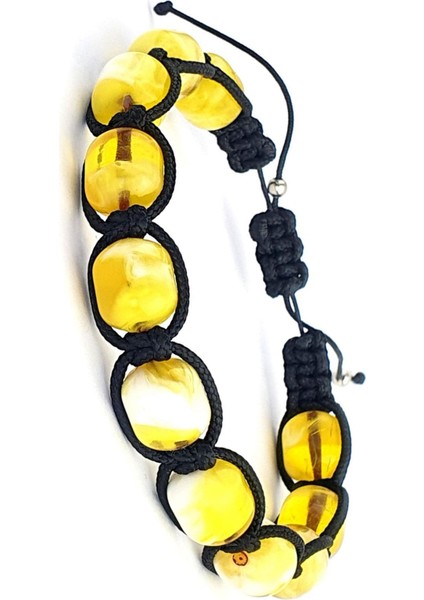 El İşi Süt Kehribar Şambala Erkek Bileklik