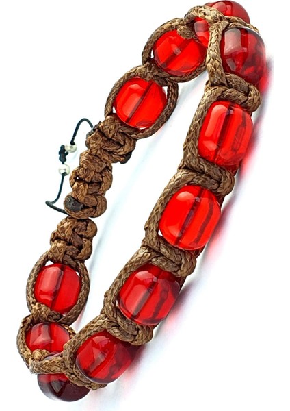 Ateş Kehribar El işi Şambala Erkek Bileklik