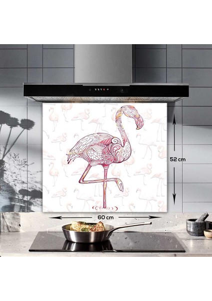 Flamingo Desen | Cam Ocak Arkası Koruyucu | 52cm x 60cm fiyatları