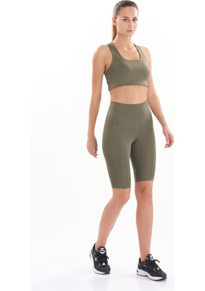Kadın Toparlayıcı Yüksek Bel Cep Detaylı Spor Biker Tayt 7108 fırsatları