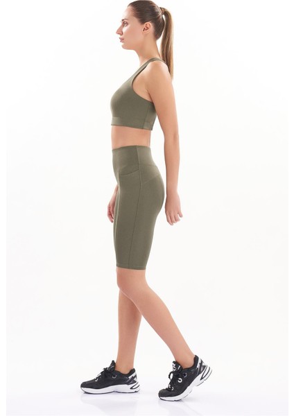 Kadın Toparlayıcı Yüksek Bel Cep Detaylı Spor Biker Tayt 7108 indirimleri