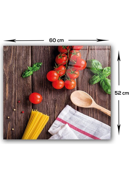 Ahşap ve Sebzeler | Cam Ocak Arkası Koruyucu | 52cm x 60cm
