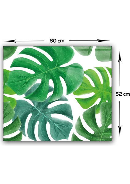 Tropik Yapraklar | Cam Ocak Arkası Koruyucu | 52cm x 60cm
