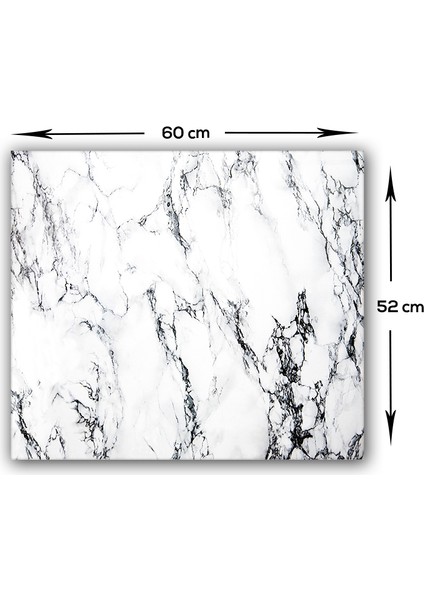 Beyaz Mermer Görünümlü | Cam Ocak Arkası Koruyucu | 52cm x 60cm modelleri