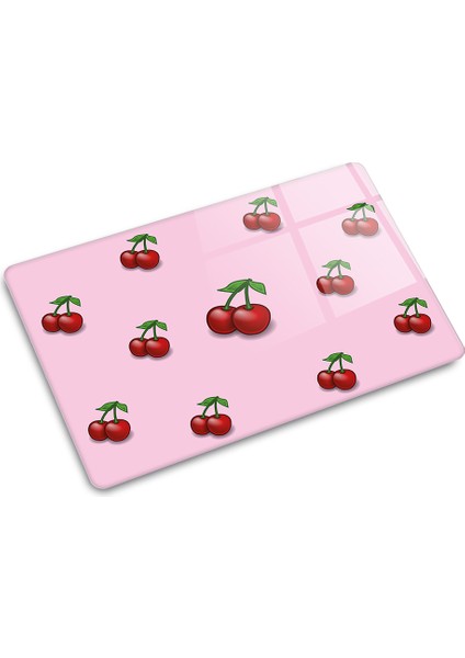Pembe Dokulu Kiraz Desenli | Cam Kesme Tahtası - Cam Kesme Tablası | 20cm x 30cm modelleri