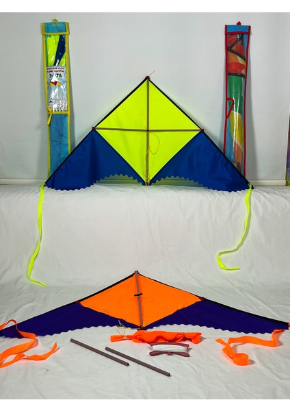 / Kumaş Delta Uçurtma (Orta Boy) Dalgalı Kanat ( Kırmızı-Sarı )