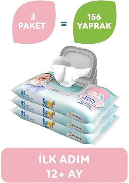 Ilk Adım Bebek Islak Mendil 12+ Ay 3X52 Adet