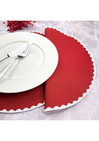 Bordo Renkli Yuvarlak Nakışlı 2'li Amerikan Servis fiyatları