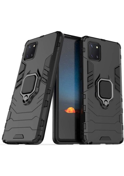 Samsung Galaxy A81 - M60S - Note 10 Lite Batman Serisi Yüzük Standlı Armor Kılıf - Siyah modelleri
