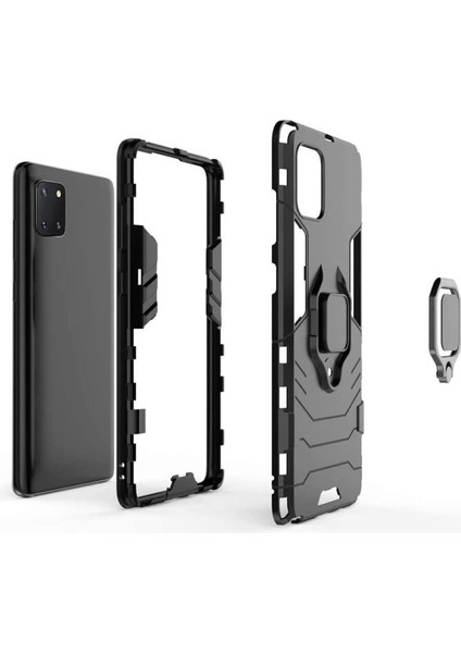 Samsung Galaxy A81 - M60S - Note 10 Lite Batman Serisi Yüzük Standlı Armor Kılıf - Siyah fırsatları