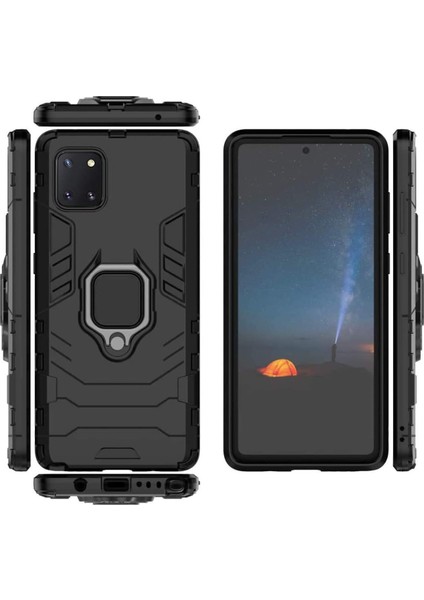 Samsung Galaxy A81 - M60S - Note 10 Lite Batman Serisi Yüzük Standlı Armor Kılıf - Siyah indirimleri