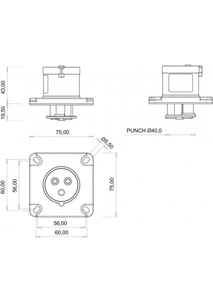 IP44 Cee Norm 3/16A Makine Fiş 220V - 250V BC1-1403-2114