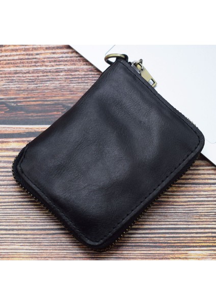 SG118 Erkekler Fermuarlı Cüzdan Retro Deri Billfold Kart Tutucu Değişikliği Depolama Çantası (Yurt Dışından)