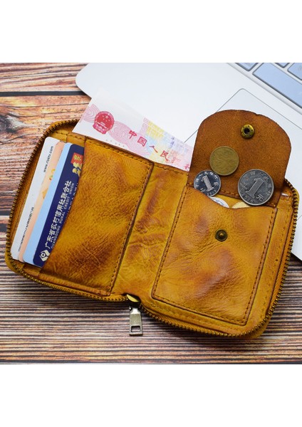 SG118 Erkekler Fermuarlı Cüzdan Retro Deri Billfold Kart Tutucu Değişikliği Depolama Çantası (Yurt Dışından) fiyatları