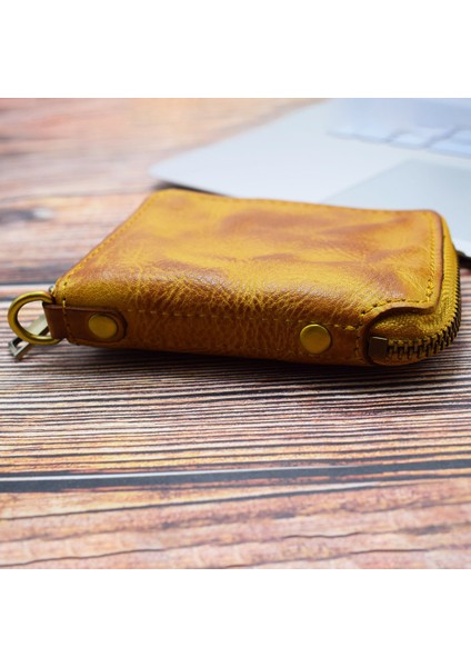 SG118 Erkekler Fermuarlı Cüzdan Retro Deri Billfold Kart Tutucu Değişikliği Depolama Çantası (Yurt Dışından) fırsatları