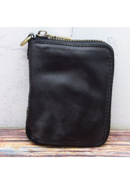 SG118 Erkekler Fermuarlı Cüzdan Retro Deri Billfold Kart Tutucu Değişikliği Depolama Çantası (Yurt Dışından) indirimleri