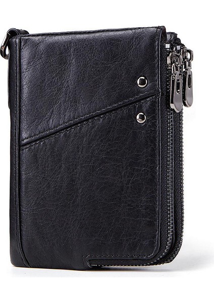 BP852 Üst Katmanlı Inek Kalıcı Deri Çanta Rfıd Blowantıon Cezearkesi Çoklu Kart Yuvası Fermuar Para Çantası (Yurt Dışından)