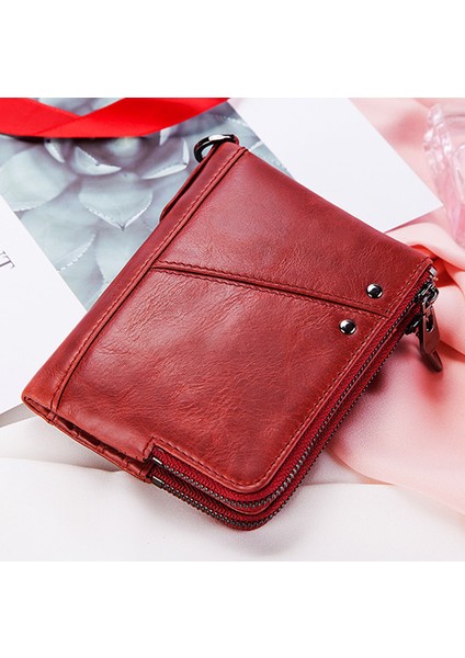 BP852 Üst Katmanlı Inek Kalıcı Deri Çanta Rfıd Blowantıon Cezearkesi Çoklu Kart Yuvası Fermuar Para Çantası (Yurt Dışından) fiyatları