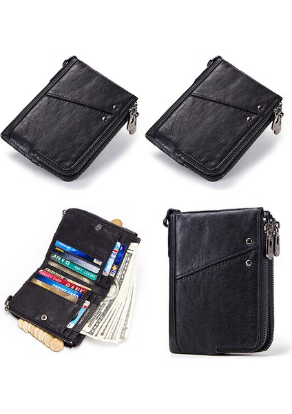 BP852 Üst Katmanlı Inek Kalıcı Deri Çanta Rfıd Blowantıon Cezearkesi Çoklu Kart Yuvası Fermuar Para Çantası (Yurt Dışından) indirimleri