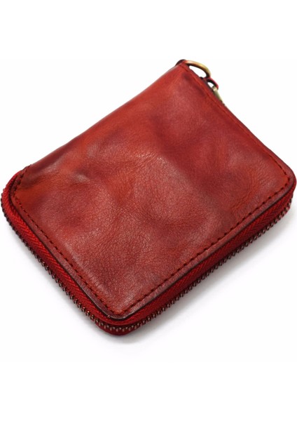 SG118 Erkekler Fermuarlı Cüzdan Retro Deri Billfold Kart Tutucu Değişikliği Depolama Çantası (Yurt Dışından)