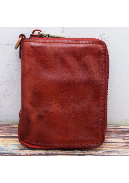 SG118 Erkekler Fermuarlı Cüzdan Retro Deri Billfold Kart Tutucu Değişikliği Depolama Çantası (Yurt Dışından) fiyatları