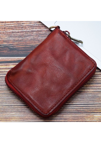 SG118 Erkekler Fermuarlı Cüzdan Retro Deri Billfold Kart Tutucu Değişikliği Depolama Çantası (Yurt Dışından) modelleri