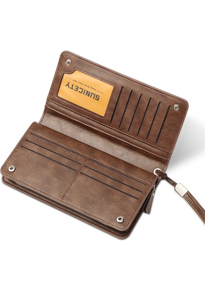 Sunicety Erkekler Uzun Cüzdan Rfid Engelleme Kart Depolama Koruması Para Nakit Para Taşıma Çanta Cep Telefonu Debriyaj Çanta (Yurt Dışından) indirimleri