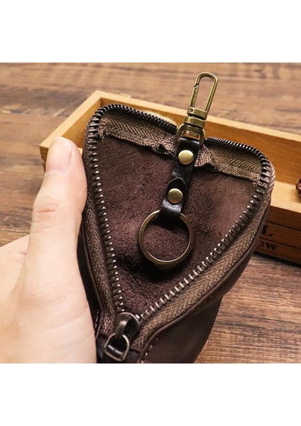 SG642 Vintage Tarzı Deri Para Çantası Küçük Fermuarlı Nakit Kese Cüzdanı Anahtar Halka (Yurt Dışından) fiyatları