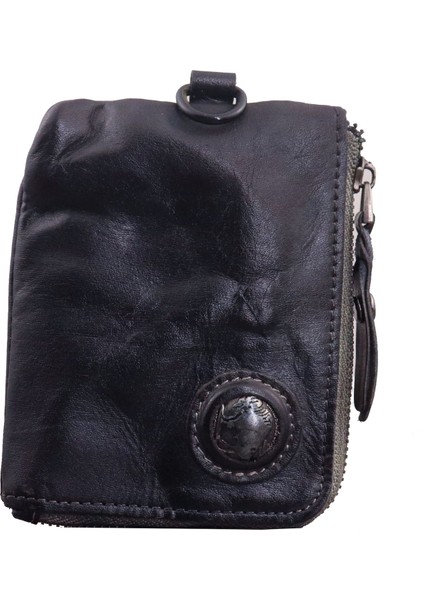 SG636 Retro Kırışmış Üst Katmanlı Cowhide Deri Fermuar Para Çantası Ehliyet Kartı Tutucu Çanta (Yurt Dışından)