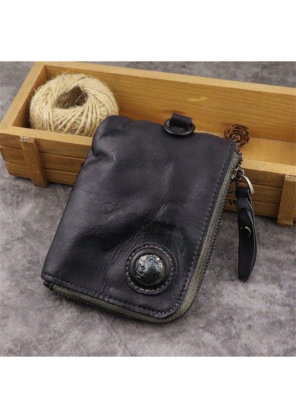 SG636 Retro Kırışmış Üst Katmanlı Cowhide Deri Fermuar Para Çantası Ehliyet Kartı Tutucu Çanta (Yurt Dışından) indirimleri