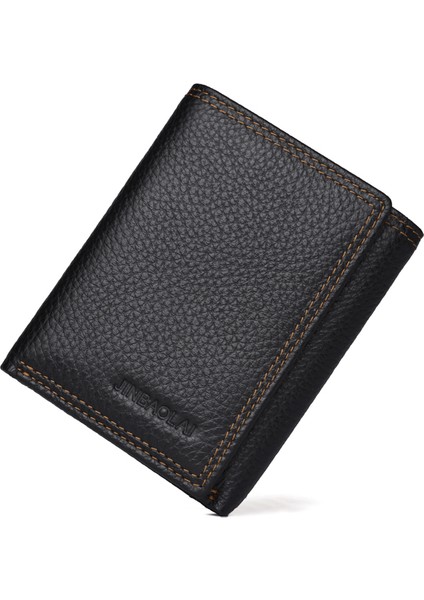Üç Katlı Deri Erkek Cüzdan - Siyah (Yurt Dışından)
