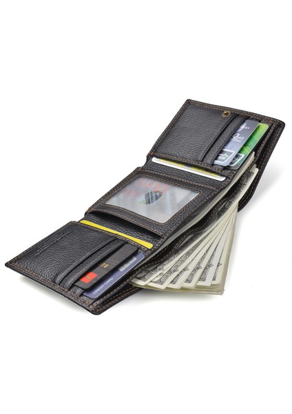 Üç Katlı Deri Erkek Cüzdan - Siyah (Yurt Dışından) modelleri