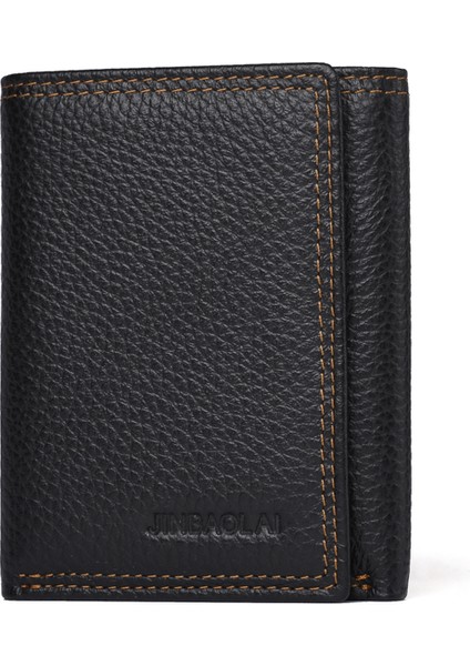 Üç Katlı Deri Erkek Cüzdan - Siyah (Yurt Dışından) fırsatları