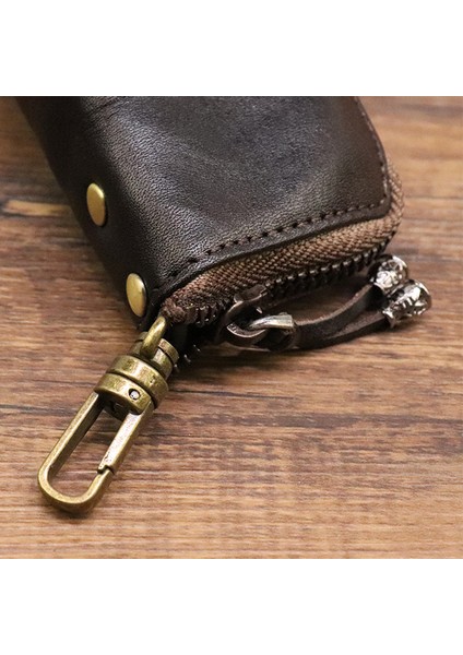 SG642 Vintage Tarzı Deri Para Çantası Küçük Fermuarlı Nakit Kese Cüzdanı Anahtar Halka (Yurt Dışından) fırsatları