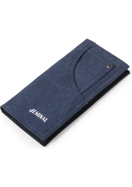 Jeminal 21705 Erkek Tuval Uzun Cüzdan Çok Fonksiyonlu Kart Nakit Para Iki Katlı Çanta (Yurt Dışından)